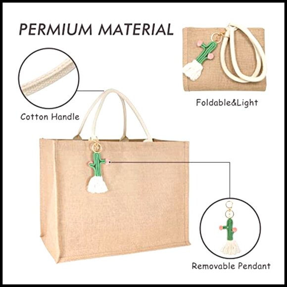 Large Straw Beach Tote Handmade Woven Boho Chic Shoulder Bag Tassel Accent - Picture 5 of 6